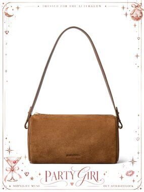 Suede Leather Crossbody Purse Vintage Barrel Handbag 2 Adjustable Straps